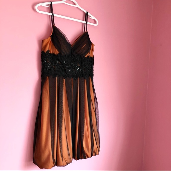 Beautiful Orange and Black Formal Dress - Picture 2 of 11